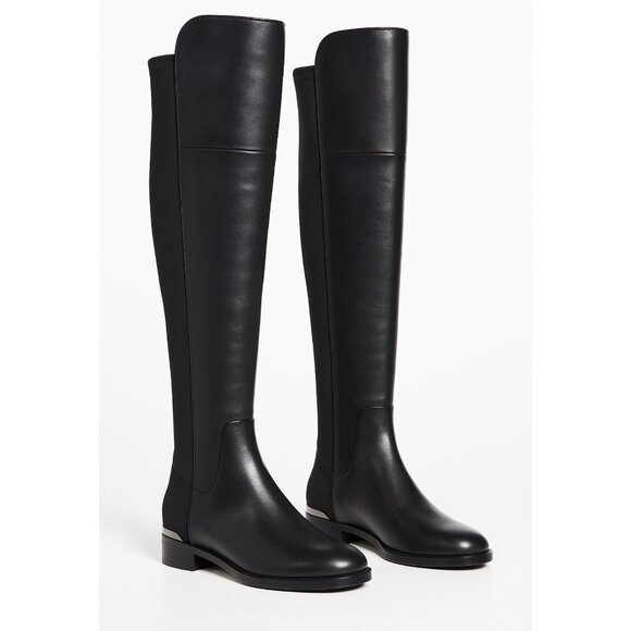 Stuart Weitzman 5050 Bold Logo Boots Rare Silver Heel Emblem Size 5.5 Brand New - Picture 2 of 16